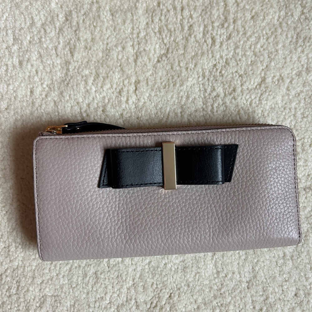 Kate Spade Women's Zip Wallet with Bow Accent - Taupe